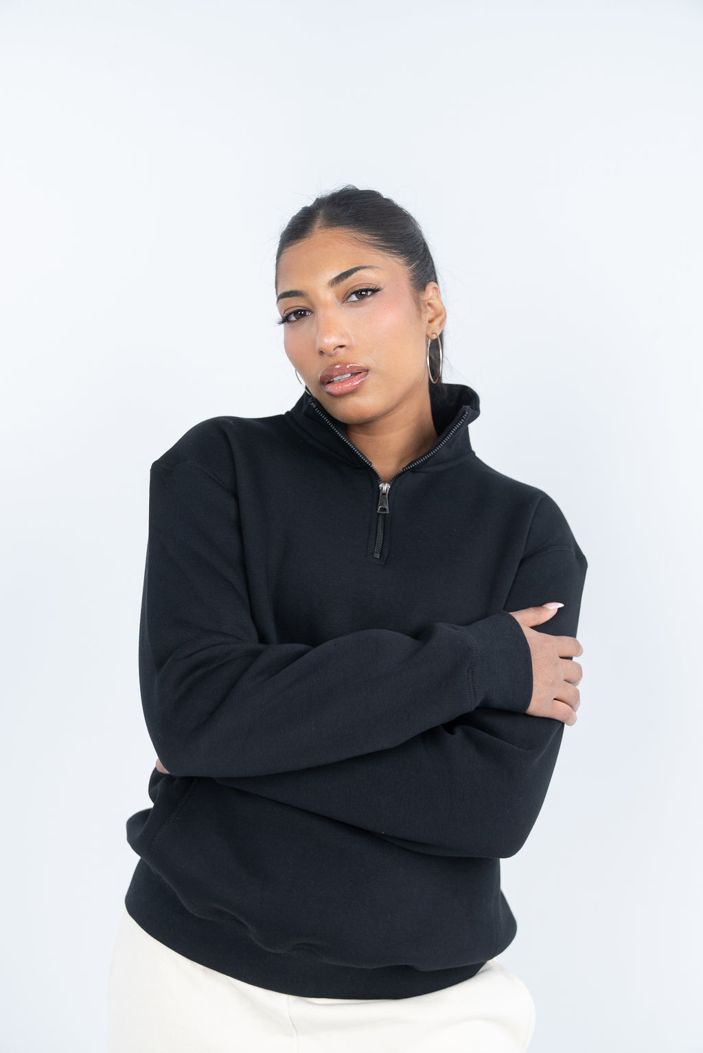 Oversize Quarter-Zip black