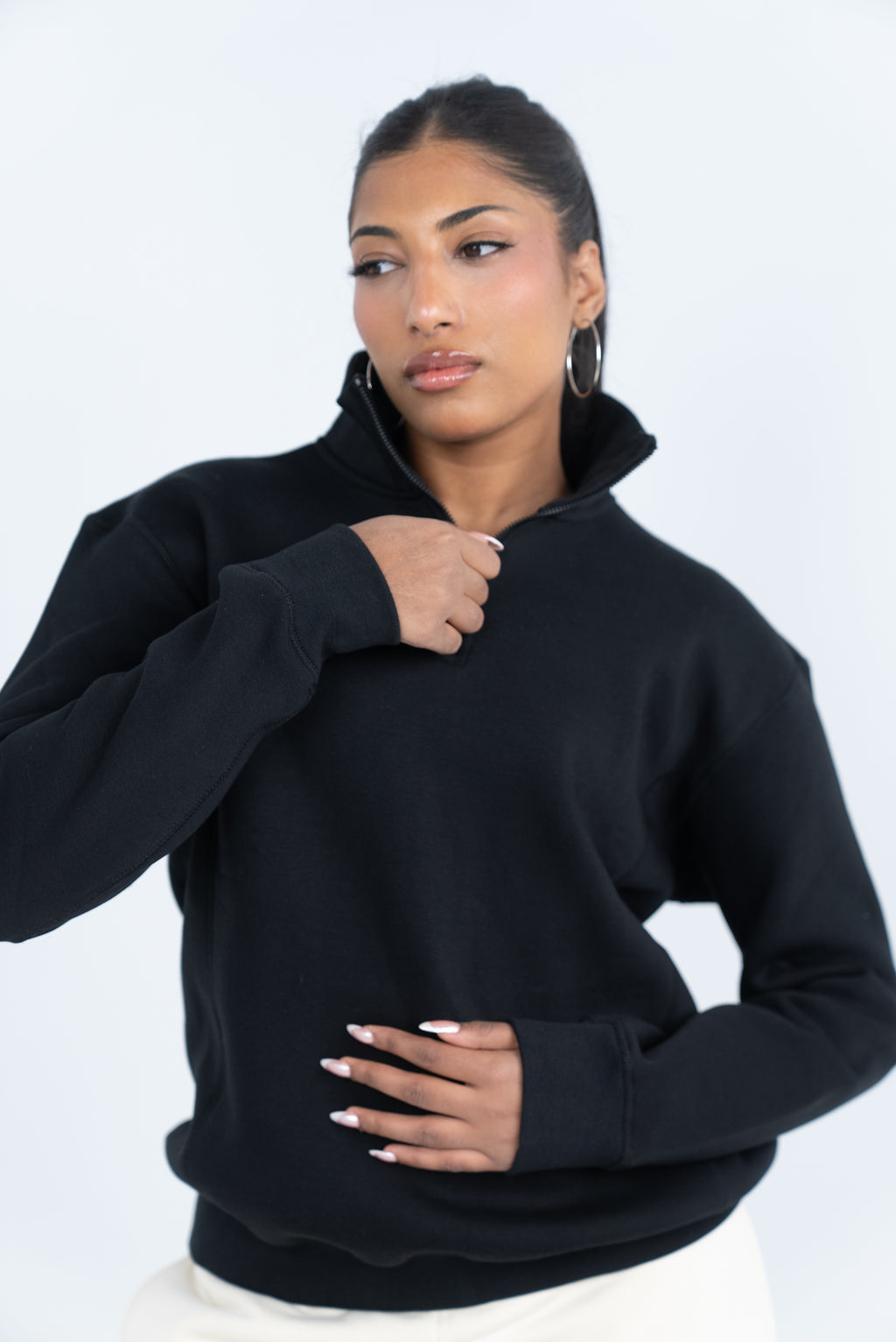 Oversize Quarter-Zip black
