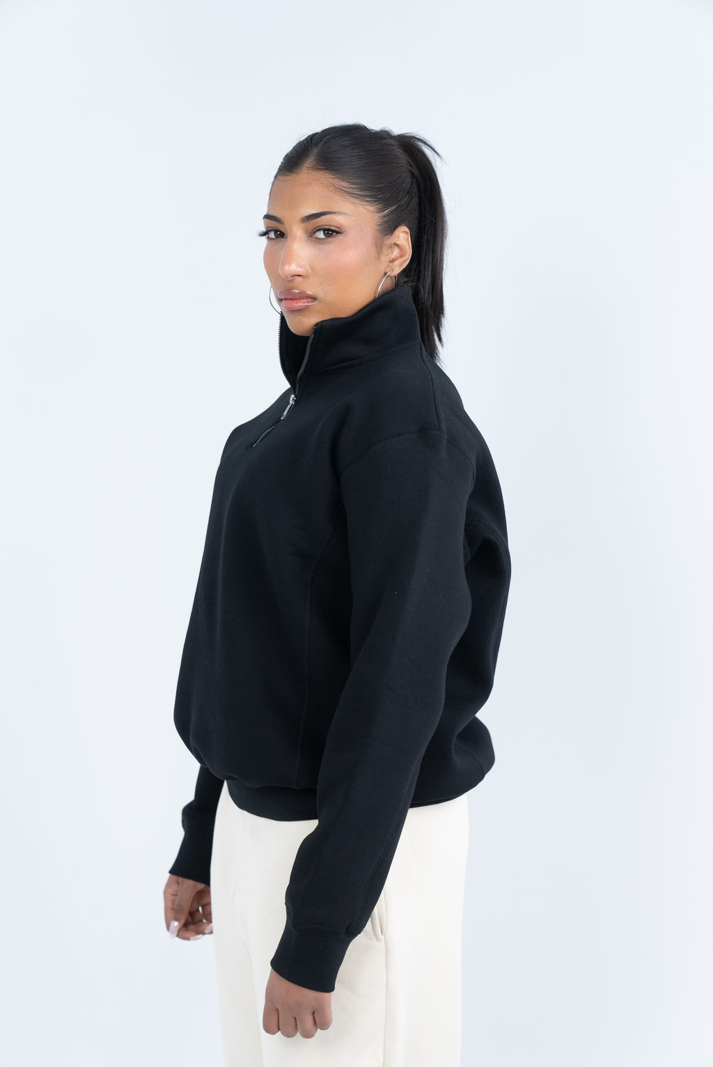 Oversize Quarter-Zip black