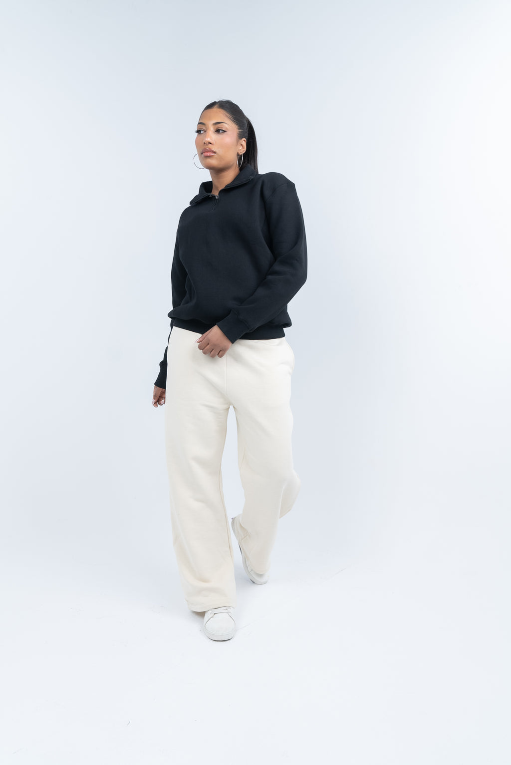 Oversize Quarter-Zip black