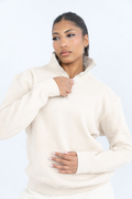 Oversize Quarter-Zip Light beige